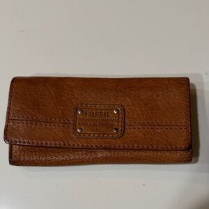 Fossil Brown Leather Clutch